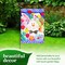 G128 Combo Pack Garden Flag Stand Black 36x16IN & Garden Flag Happy Easter Bunny Tulips Printed 12x18IN Double Sided Yard Garden Lawn Decoration
